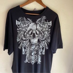 Rocker Graphic Skull Tshirt. Black XL 100% Cotton Tell the People. Size XL